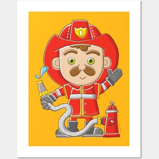 Fun Fireman Cartoon Posters and Art